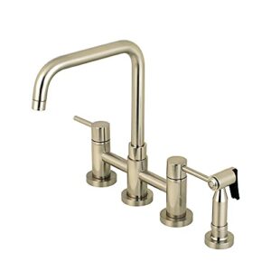 kingston brass ks8288dlbs concord bridge kitchen faucet, brushed nickel, 14 x 8.38 x 12.19