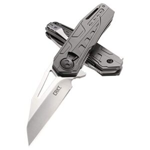 CRKT Raikiri Folding Pocket Knife: Plain Edge Folder with Liner Lock, Field Strip Technology, Everyday Carry Folded Knife with Flipper Opening, and Satin Blade Finish 5040