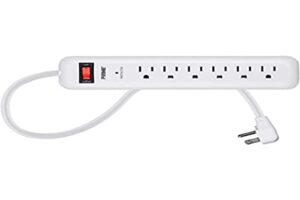 6 outlet surge protector power strip with low-profile plug with 8ft cord, 1000 joules, white