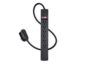 monoprice 6 outlet power surge protector - 6 feet cord - black| 2 port usb charger on the plug, 1080 joules