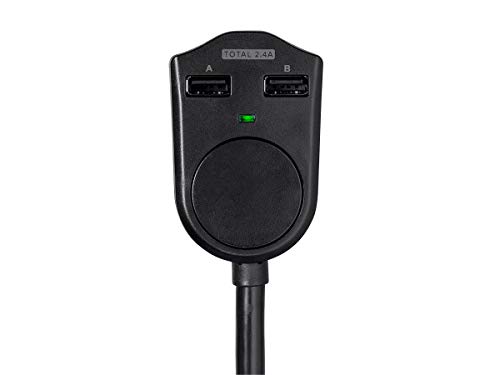 Monoprice 6 Outlet Power Surge Protector - 6 Feet Cord - Black| 2 Port USB Charger on the Plug, 1080 Joules