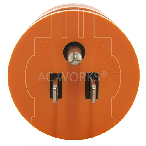 AC WORKS [AD515L1420] 15Amp Household Plug NEMA 5-15P to Generator 4 Prong 20Amp L14-20R (Two hots bridged)