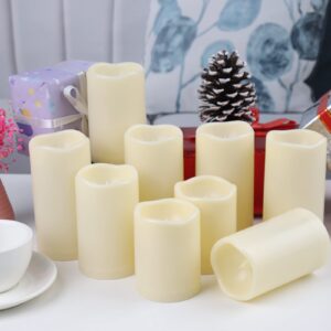 Comenzar Battery Operated Candle LED Flameless Candles Remote Control Candles Outdoor LED Candles with Timer,Outdoor Waterproof Candles(D: 3" x H: 4" 5" 6") Flameless Pillar Candles Set of 9