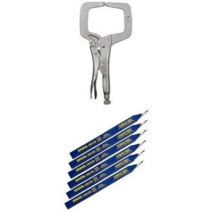 irwin vise-grip original locking c-clamp and carpenter's pencil, medium lead,