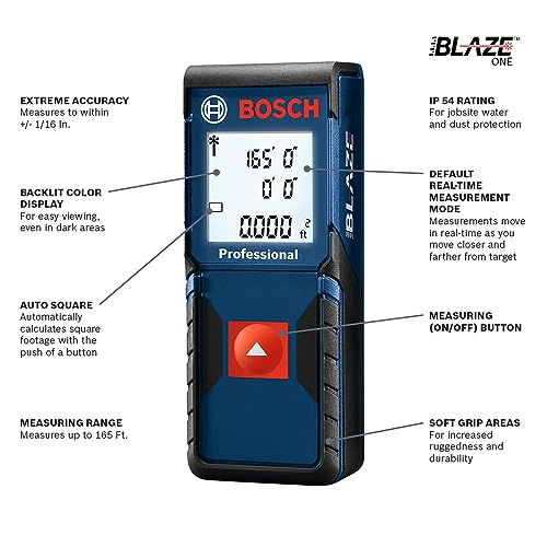 Bosch GLM165-10 Blaze One Laser Distance Measure, 165 ft. Range