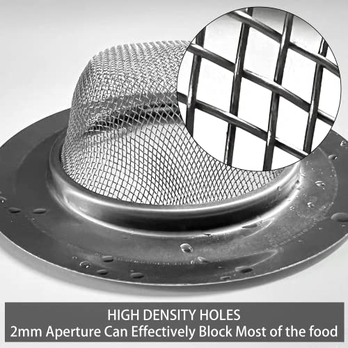 2 Pcs Stainless Steel Kitchen Mesh Silver Sink Strainer Large Wide Rim 4.5" Diameter,Perfect for Kitchen Sinks