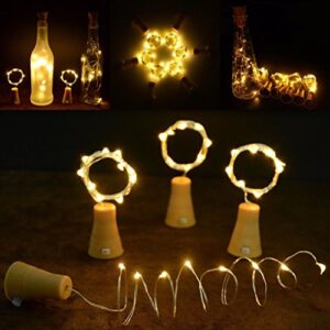 6 Pack Solar Powered Wine Bottle Lights, 20 LED Waterproof Copper Cork Solar Lights for Wedding Christmas, Outdoor, Holiday, Garden, Patio, Pathway Decor (Warm White)