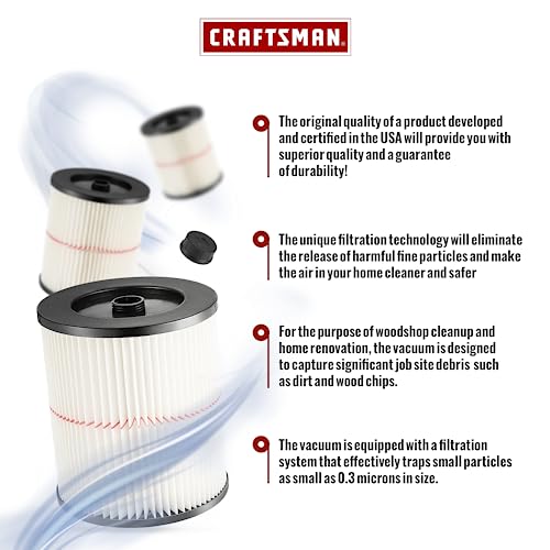 Super air Vacuum Cartridge Filter fits for Craftsman 17816