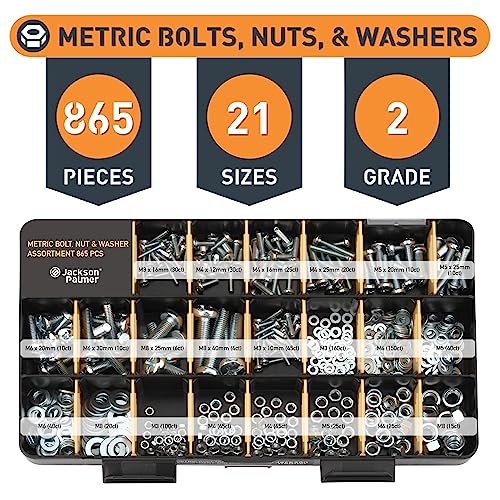 Jackson Palmer 2200 Piece Hardware Assortment Kit with Screws, Nuts, Bolts & Washers (3 Trays)