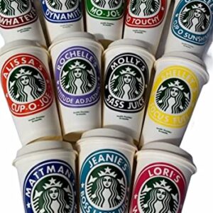 Personalized Authentic SB Reusable Coffee Cup 16 Ounces with Lid - Variety of Colors Available - Ships Free - BPA Free Plastic