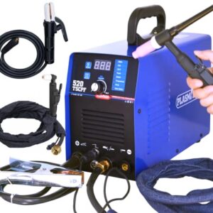 Plasma Cutter Welder Combo Pulse TIG Welder Stick Welder 3 in 1 Welding Machine, 50A Plasma Cutting, 200A TIG Welding (Pulse), Arc/MMA Welder More Stable Arc Dual Voltage 110V/220V 520TSCPF