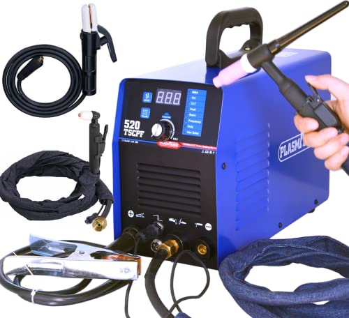 Plasma Cutter Welder Combo Pulse TIG Welder Stick Welder 3 in 1 Welding Machine, 50A Plasma Cutting, 200A TIG Welding (Pulse), Arc/MMA Welder More Stable Arc Dual Voltage 110V/220V 520TSCPF