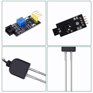 2 Sets Resistive Soil Moisture Meter, Icstation Soil Hygrometer Sensor Test Kit with Corrosion Resistant Probe, Digital Analog Signal Output for Arduino Garden Plant Care Automatic Watering System