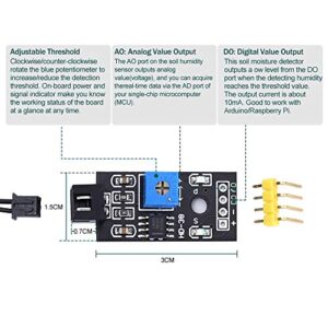 2 Sets Resistive Soil Moisture Meter, Icstation Soil Hygrometer Sensor Test Kit with Corrosion Resistant Probe, Digital Analog Signal Output for Arduino Garden Plant Care Automatic Watering System
