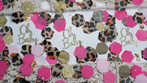 pink safari baby shower decorations, oh baby baby shower confetti, 540 pieces