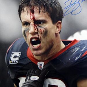 Brian Cushing Autographed Houston Texans 16x20 Bloody Face Photo- JSA W Auth Blue