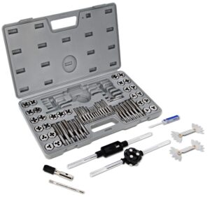 abn metric and sae standard tap and die 60-piece rethread set rethreading kit for cutting external and internal threads