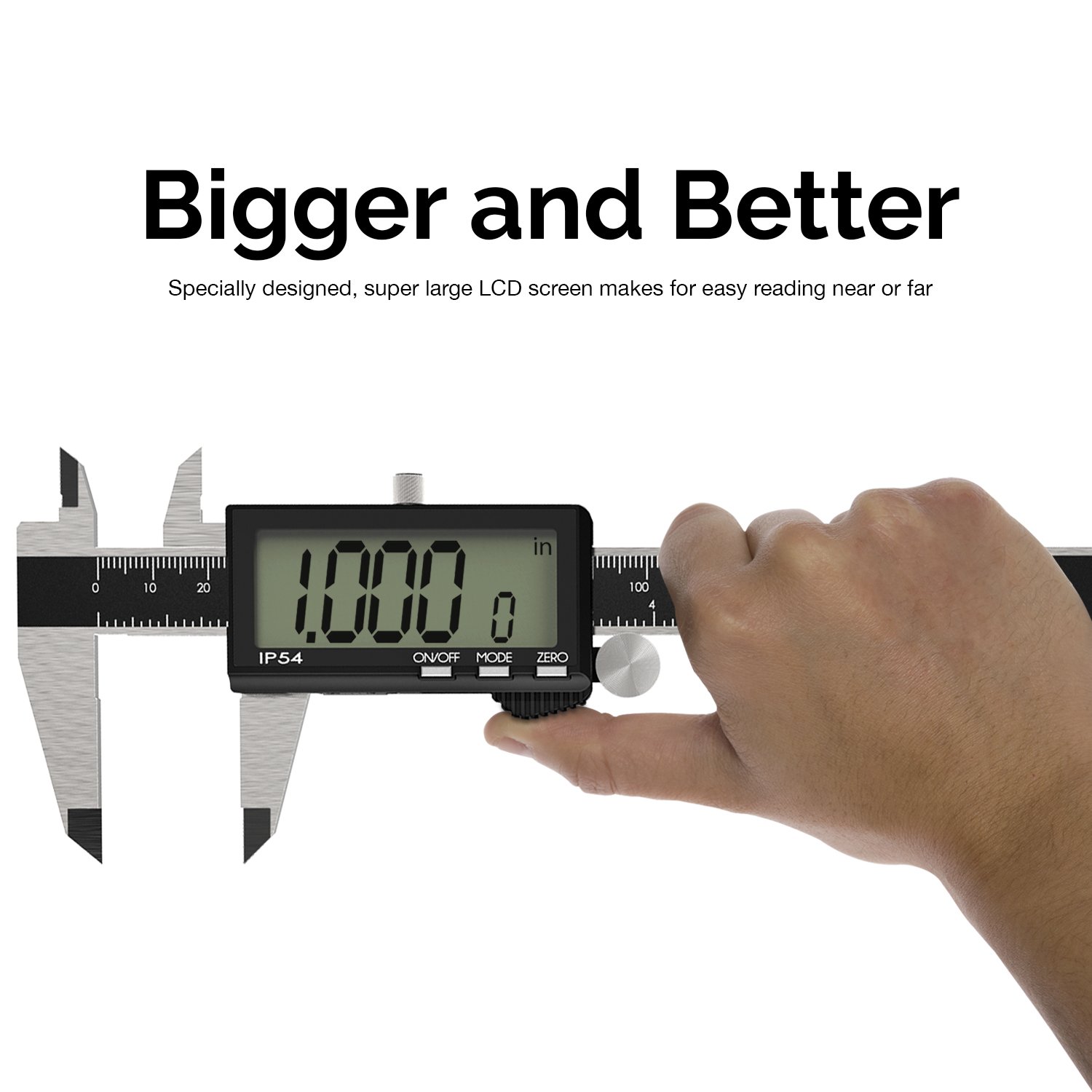 NEIKO 01401A 6-Inch Electronic Digital Caliper, Stainless Steel, Extra Large LCD Screen, Measurement Conversions for Inches, Millimeters, and Fractions, 1 LR44 batteries required. (included)