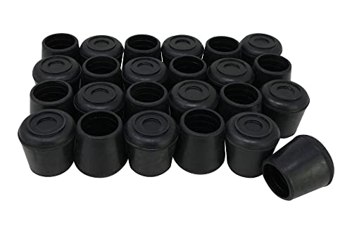 Shepherd Hardware 8746E Leg Tips 1-1/4-Inch Inside Diameter Rubber Chair Leg Caps, 24 Pack, Black