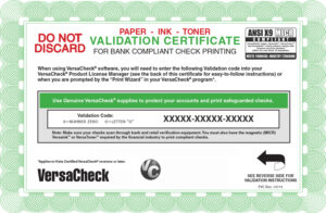 versacheck annual 500 print validation code [online code]