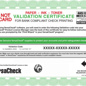 VersaCheck Annual 500 Print Validation Code [Online Code]