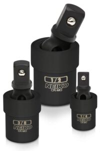 neiko 02486a impact universal joint-socket swivel set, socket extension set made from cr-mo with included 1/4-, 3/8-, and 1/2-inch sockets, set of 3