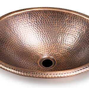 Monarch Abode Pure Copper Hand Hammered Drop-In Bathroom Vanity Sink 17", 17 Inches (Oval)