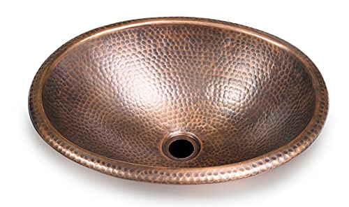 Monarch Abode Pure Copper Hand Hammered Drop-In Bathroom Vanity Sink 17", 17 Inches (Oval)