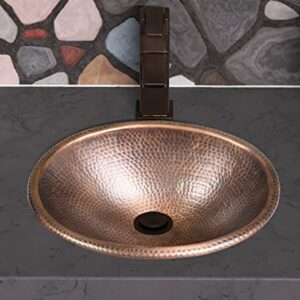 Monarch Abode Pure Copper Hand Hammered Drop-In Bathroom Vanity Sink 17", 17 Inches (Oval)