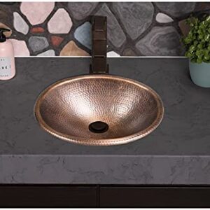 Monarch Abode Pure Copper Hand Hammered Drop-In Bathroom Vanity Sink 17", 17 Inches (Oval)