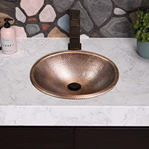 Monarch Abode Pure Copper Hand Hammered Drop-In Bathroom Vanity Sink 17", 17 Inches (Oval)