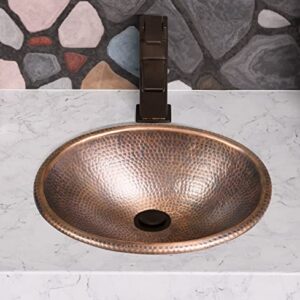 Monarch Abode Pure Copper Hand Hammered Drop-In Bathroom Vanity Sink 17", 17 Inches (Oval)