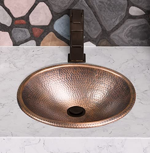 Monarch Abode Pure Copper Hand Hammered Drop-In Bathroom Vanity Sink 17", 17 Inches (Oval)