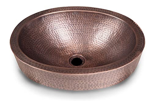 Monarch Abode 17004 Pure Copper Hand Hammered Oval Skirted Bathroom Vanity Sink (17 inches)