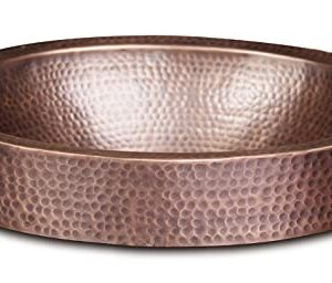 Monarch Abode 17004 Pure Copper Hand Hammered Oval Skirted Bathroom Vanity Sink (17 inches)