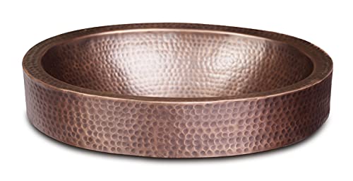 Monarch Abode 17004 Pure Copper Hand Hammered Oval Skirted Bathroom Vanity Sink (17 inches)