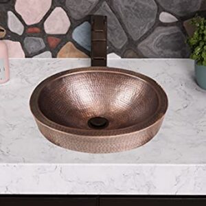 Monarch Abode 17004 Pure Copper Hand Hammered Oval Skirted Bathroom Vanity Sink (17 inches)