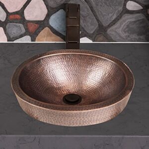 Monarch Abode 17004 Pure Copper Hand Hammered Oval Skirted Bathroom Vanity Sink (17 inches)