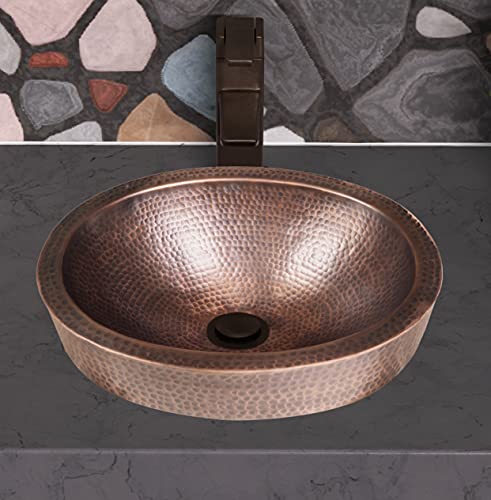 Monarch Abode 17004 Pure Copper Hand Hammered Oval Skirted Bathroom Vanity Sink (17 inches)