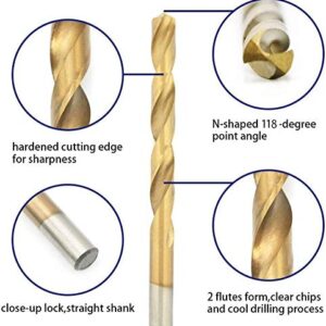 NORTOOLS Drill Bit Set HSS Titanium Coating Drill Bits 29 Pcs Twist Jobber Length Home Tool Kit for Wood and Cast Iron 1/16"-1/2".