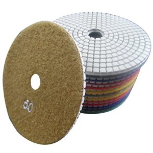 Konfor Professional Grade Diamond Polishing Pads 5 inch Wet 7 Piece Set Granite Stone Concrete Marble