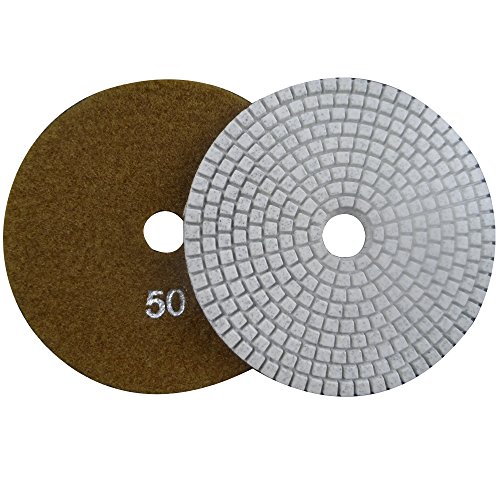 Konfor Professional Grade Diamond Polishing Pads 5 inch Wet 7 Piece Set Granite Stone Concrete Marble