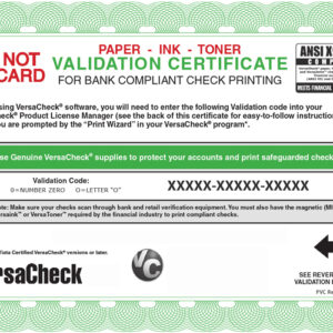 VersaCheck Annual 250 Print Validation Code [Online Code]