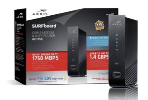 arris surfboard (32x8) docsis 3.0 cable modem plus ac1750 dual band wi-fi router, certified for comcast xfinity, spectrum, cox & more (sbg7580ac mcafee), sbg7580ac-mcafee, black