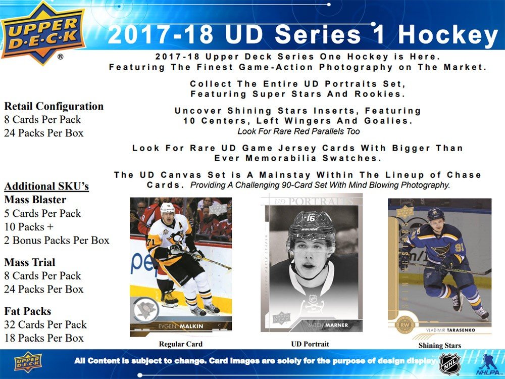 2017-18 Upper Deck Series 1 Hockey 24ct Retail Box