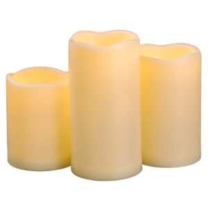 3pcs 4" 5" 6" waterproof led flameless timer candles, 1000 hours long battery life/flickering battery operated electric outdoor led large pillar candle for outside lantern festival decor etc.