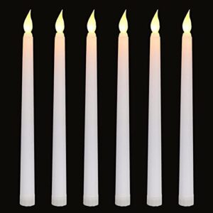 6pcs led flameless taper candles with 6 hours timer, 10 inch battery operated fake flickering candlesticks electric long candles for wedding parties decoration