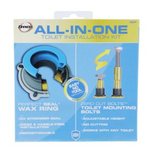 Danco 10879 All-in-One Toilet Installation Kit with Perfect Seal Wax Ring & Zero Cut Bolts, Blue and Gray, 1-Pack