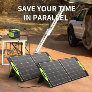 TWELSEAVAN Portable Solar Panel for Power Station, 100W Foldable Solar Charger with QC3.0/PD60W/DC 4 Outputs for Phone Tablet Camping Outdoors RV