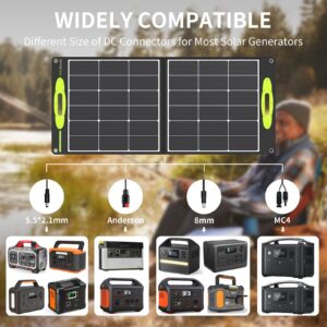 TWELSEAVAN Portable Solar Panel for Power Station, 100W Foldable Solar Charger with QC3.0/PD60W/DC 4 Outputs for Phone Tablet Camping Outdoors RV